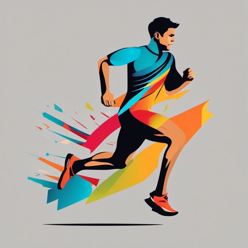 Runner clipart - runner in slow motion crossing the finish  color,minimalist,vector clipart