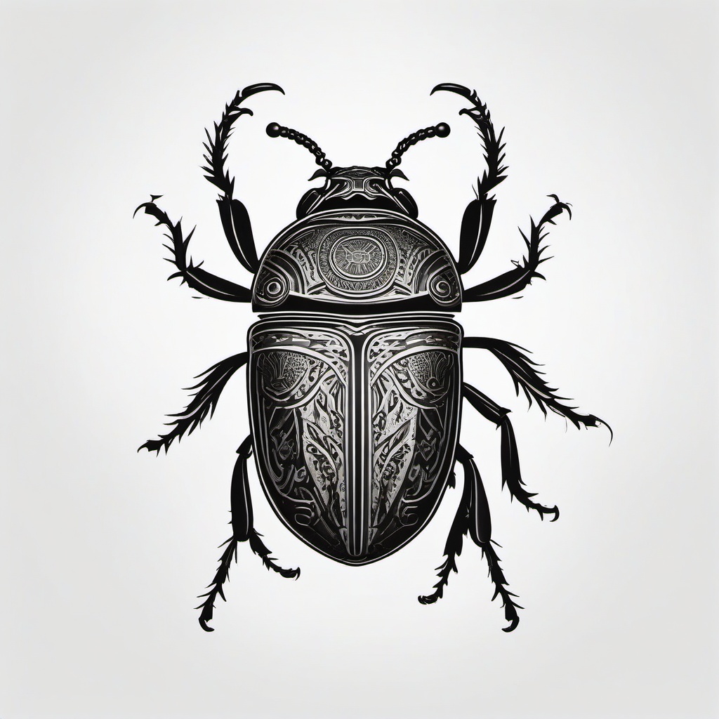 Scarab Beetle Tattoo - Ancient symbol of protection and rebirth  minimal tattoo design,white background