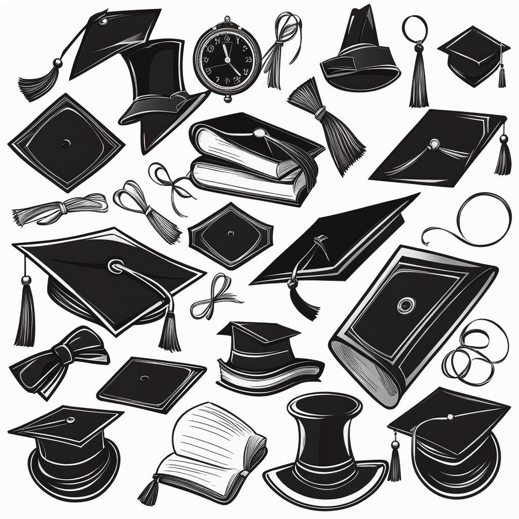 graduation cap clipart black and white 