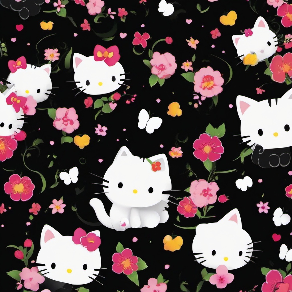 Cat Background Wallpaper - black background hello kitty  