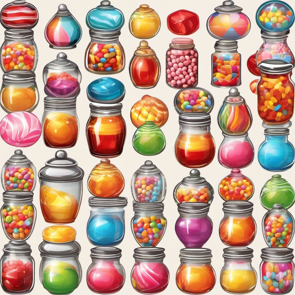 Candies clipart - vintage candy jars filled with colorful candy  