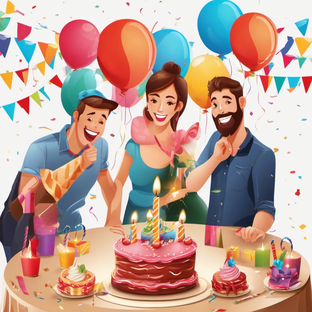 Happy Birthday clipart - birthday party with friends  