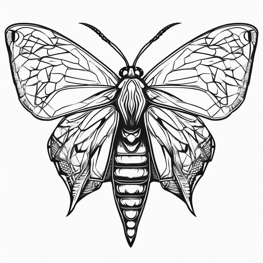 Moth Tattoo - General moth-themed tattoo.  simple vector tattoo,minimalist,white background