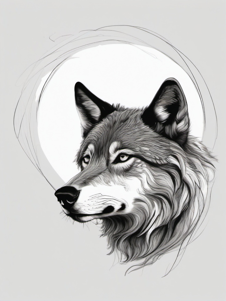 drawing of a wolf in hot springs  minimal rough sketch scribbles,doodles,black and white