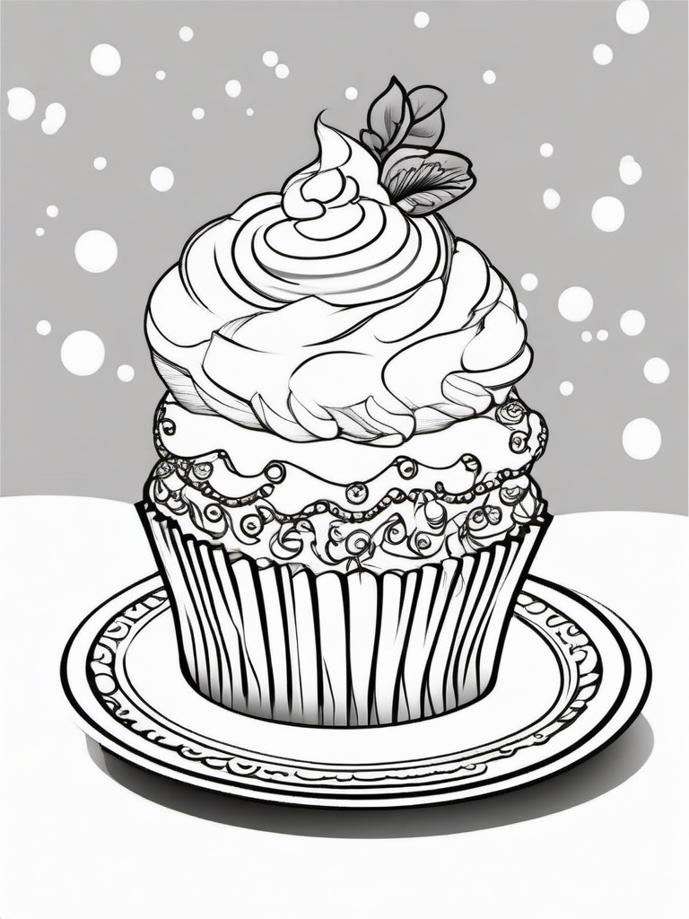 Cupcake Coloring Pages - Cupcake decorated for a tea party  simple coloring pages