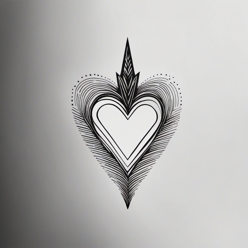 Heart-shaped arrowhead tattoo. Love's mark in elegant ink.  minimalist black white tattoo style