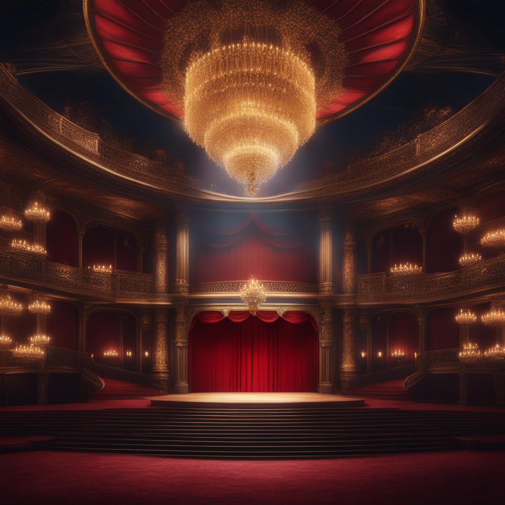 ritsu sakuma,enchanting the audience with a mesmerizing magical performance,a luxurious opera house detailed matte painting, deep color, fantastical, intricate detail, splash screen, complementary colors, fantasy concept art, 8k resolution trending on artstation unreal engine 5