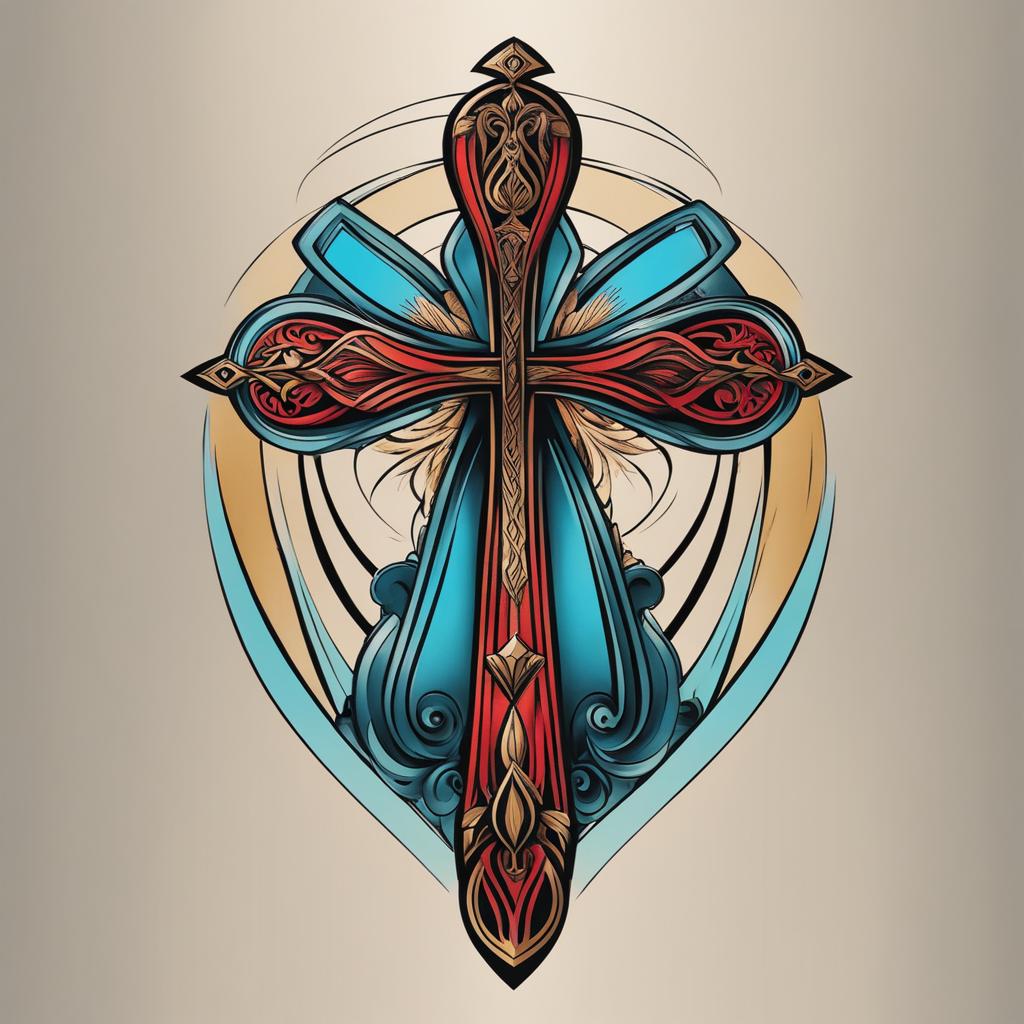 ankh tattoo minimalist color design 