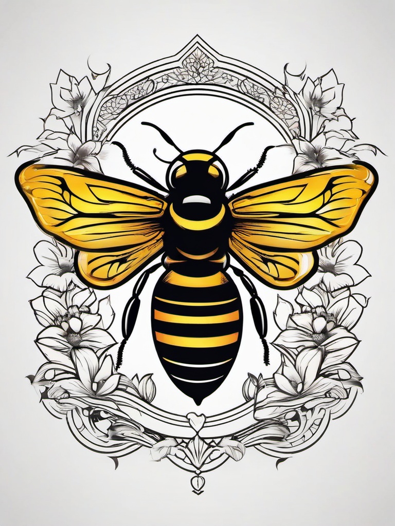 flying bee tattoo  vector tattoo design