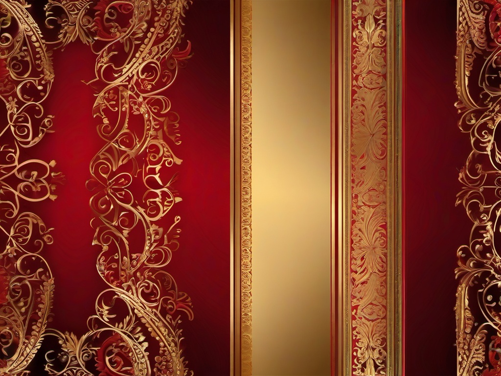 Red & Gold Background-Rich red with luxurious gold filigree patterns along the borders for an elegant look  background wallpaper