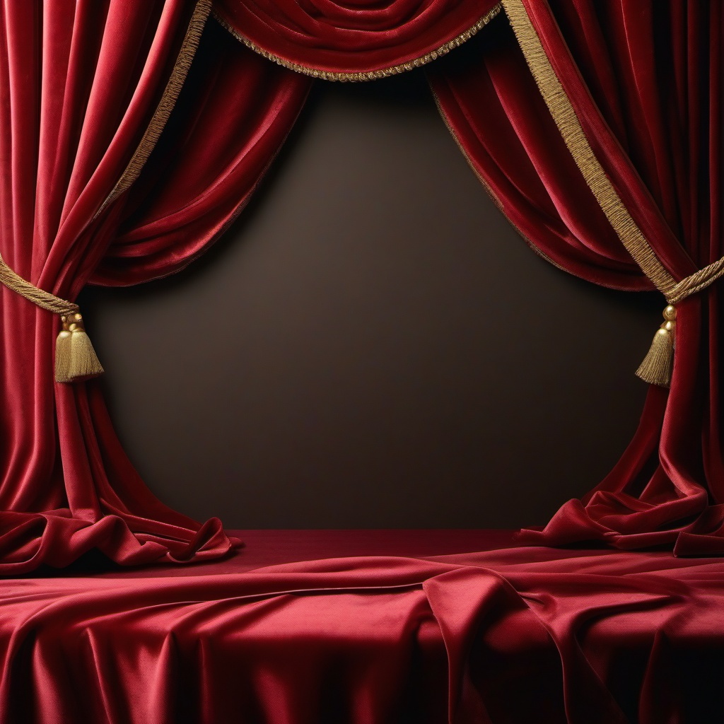 Velvet ropes and opulent curtains top view, product photoshoot realistic background, hyper detail, high resolution