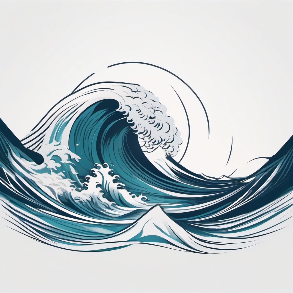 Wave Tattoo Minimal - Embrace simplicity and elegance with a minimalistic approach to wave-themed tattoos.  simple vector color tattoo,minimal,white background