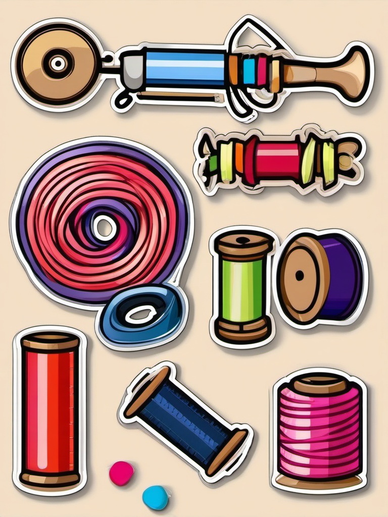 Sewing Mania sticker- Fabric and Thread Whimsy, , color sticker vector art