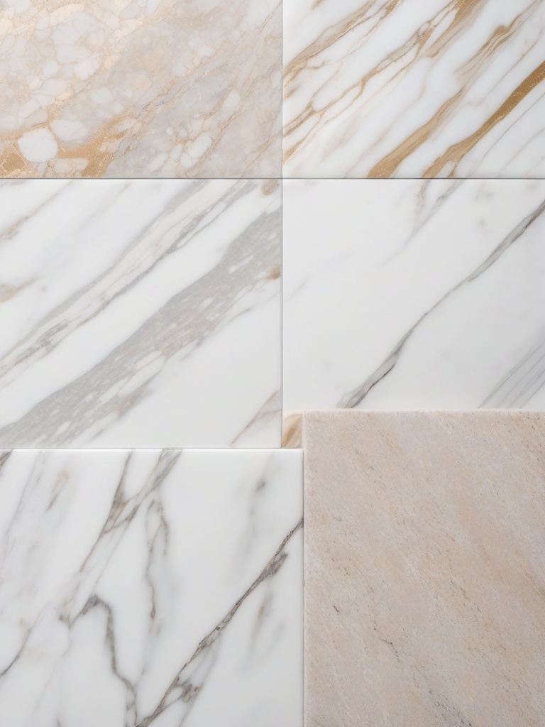 Marble and granite and porcelain and travertine and granite terrazzo tile backdrop top view, product photoshoot realistic background, hyper detail, high resolution