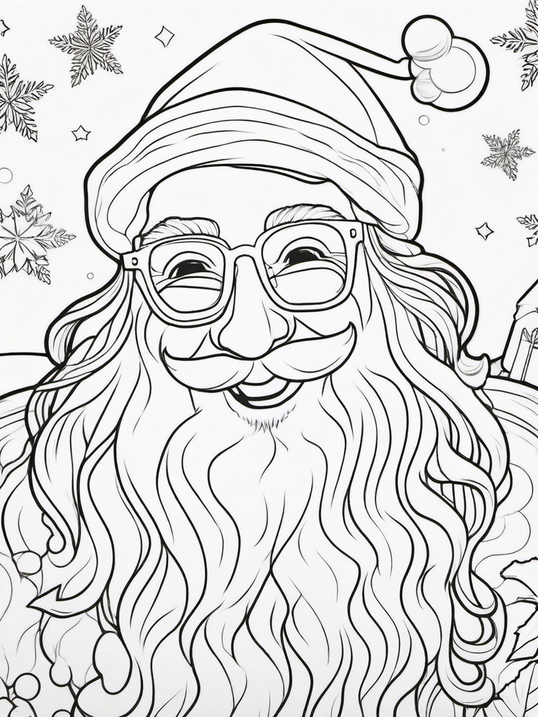 Santa Laughing Coloring Pages - Jolly Santa Laughing with Joy  minimal black outline printable sheet, coloring page