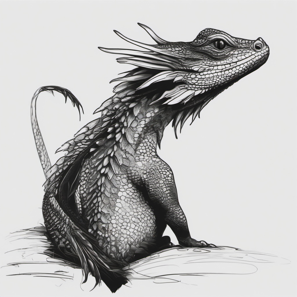 drawing of a water dragon  minimal rough sketch scribbles,doodles,black and white