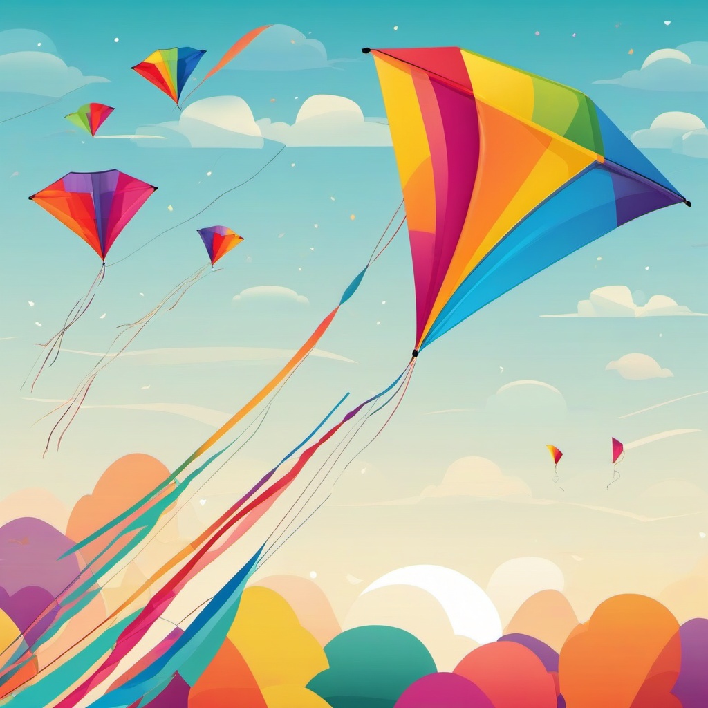 Kite Flying clipart - Colorful kite soaring in the sky, ,vector color clipart,minimal