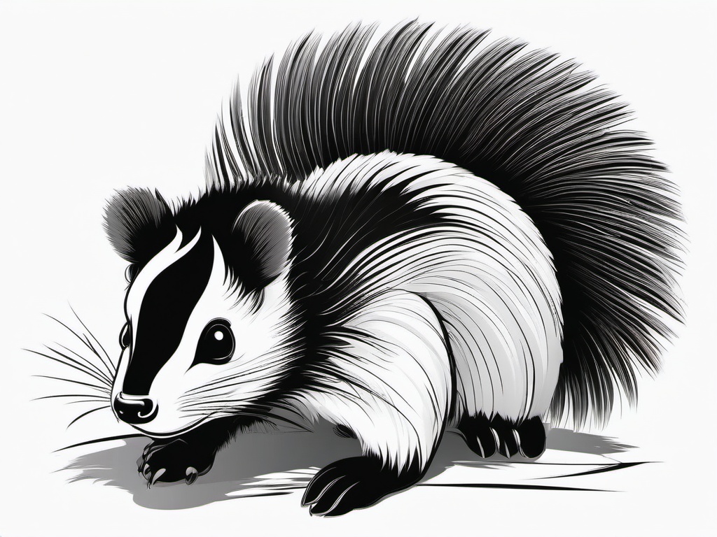 Skunk cartoon - black and white animal known for its smell  