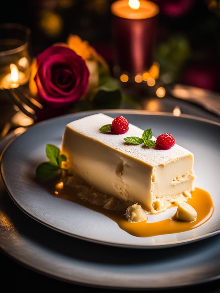 semifreddo, italian frozen dessert, devoured at a romantic candlelit dinner in rome. 