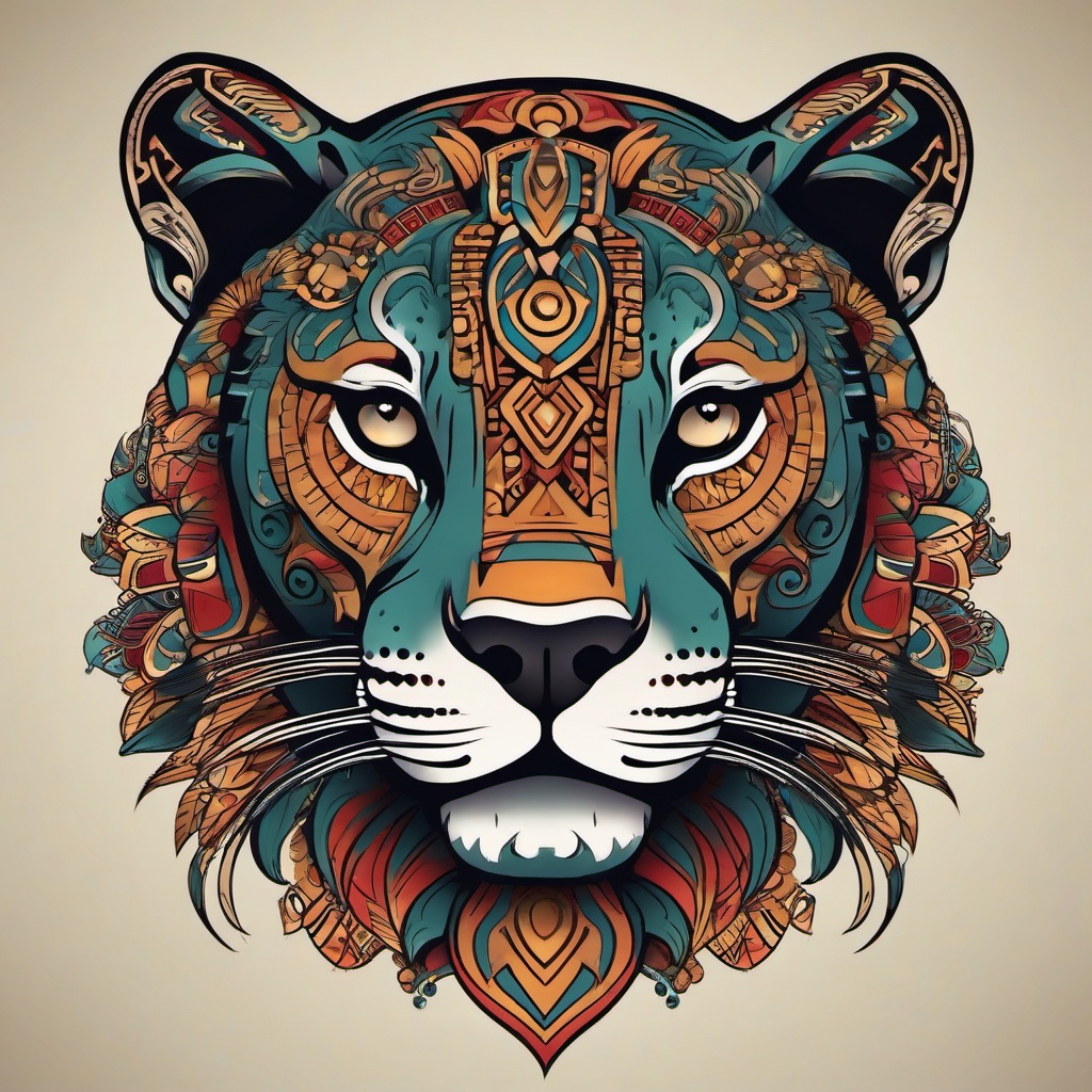 jaguar aztec tattoo  simple vector color tattoo