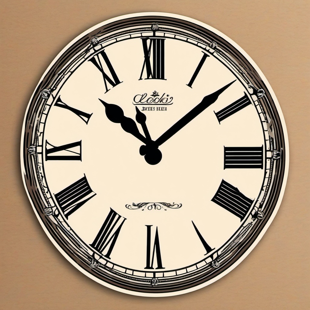 Clock Sticker - Vintage clock face, ,vector color sticker art,minimal