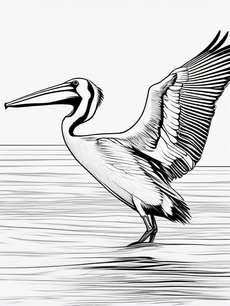 Pelican Coloring Pages - Large Beaked Water Bird  minimal black outline printable sheet, coloring page