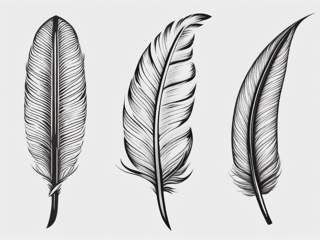 3 Feather Tattoo - Tattoo featuring three feathers.  simple vector tattoo,minimalist,white background