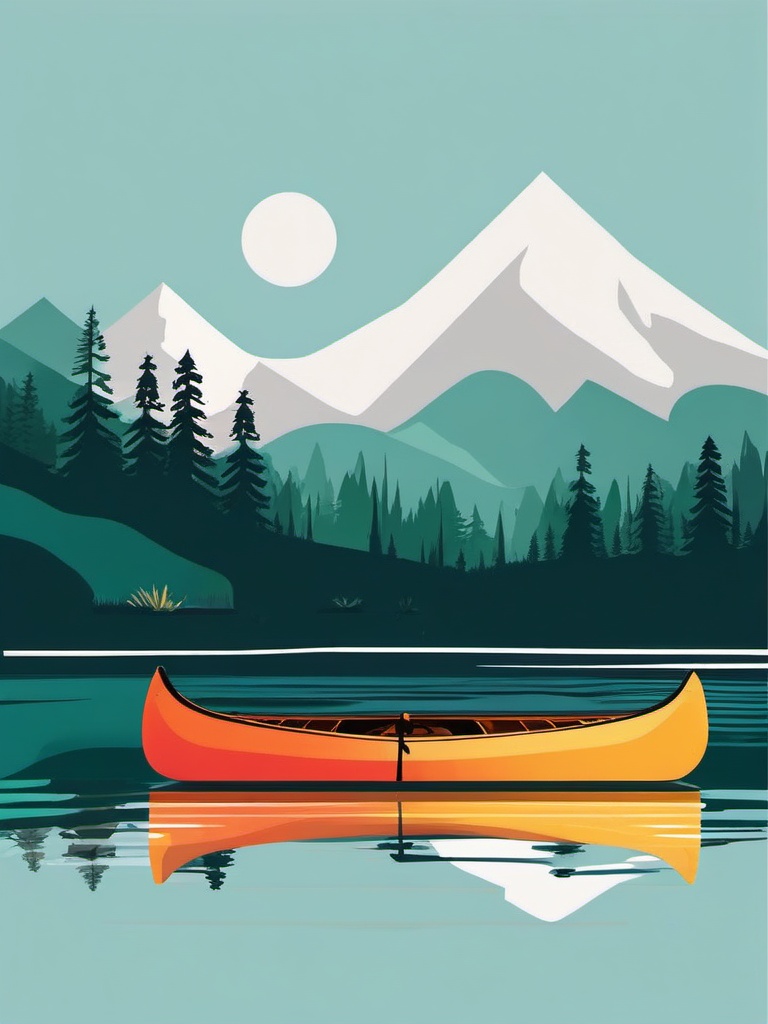 Mountain Lake Canoe Adventure clipart - Adventurous canoeing, ,vector color clipart,minimal