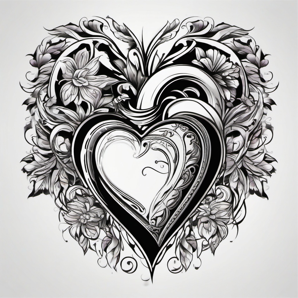 Heart on sleeve tattoo, Heart tattoo on the sleeve, a symbol of love worn openly and proudly. , tattoo color art, clean white background