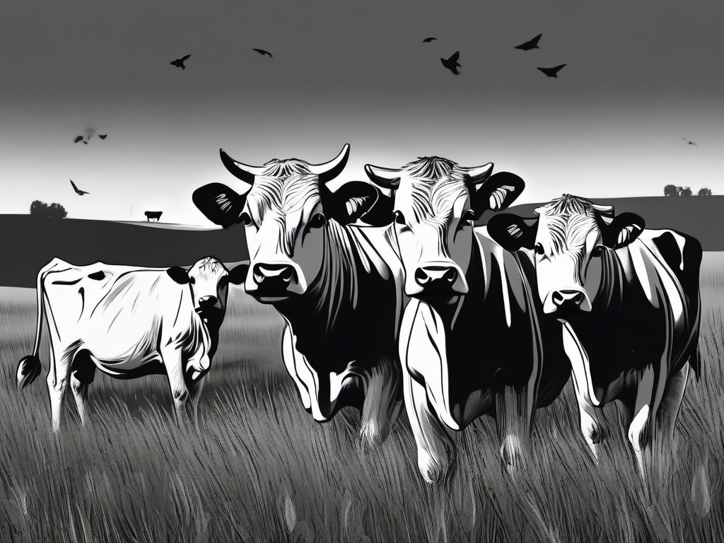 drawing of cows  minimal rough scribbles,doodles,black and white