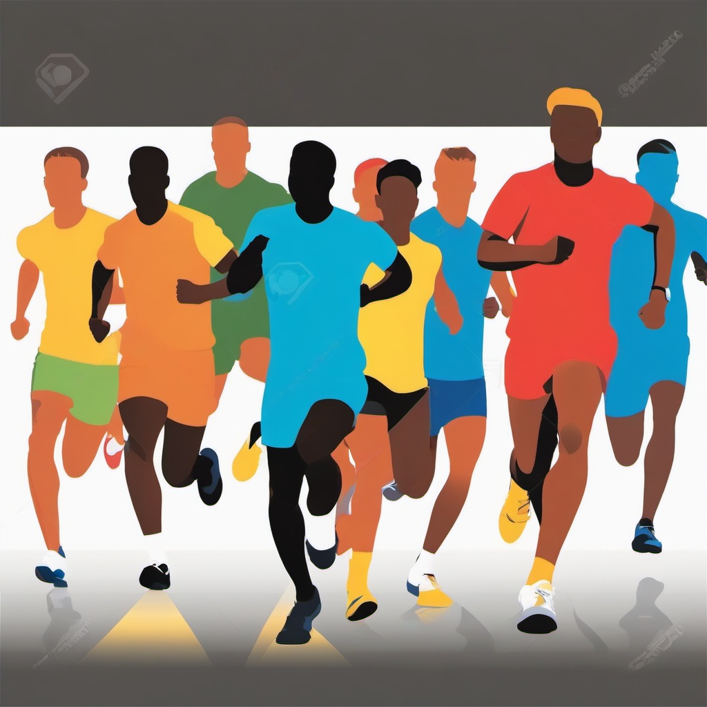 Runner clipart - runner in a team relay race passing baton  color,minimalist,vector clipart