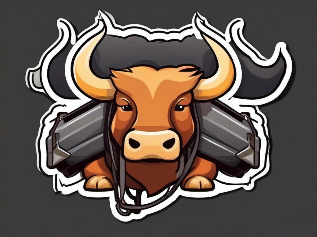 Ox cartoon - strong, hardworking animal  cartoon sticker style