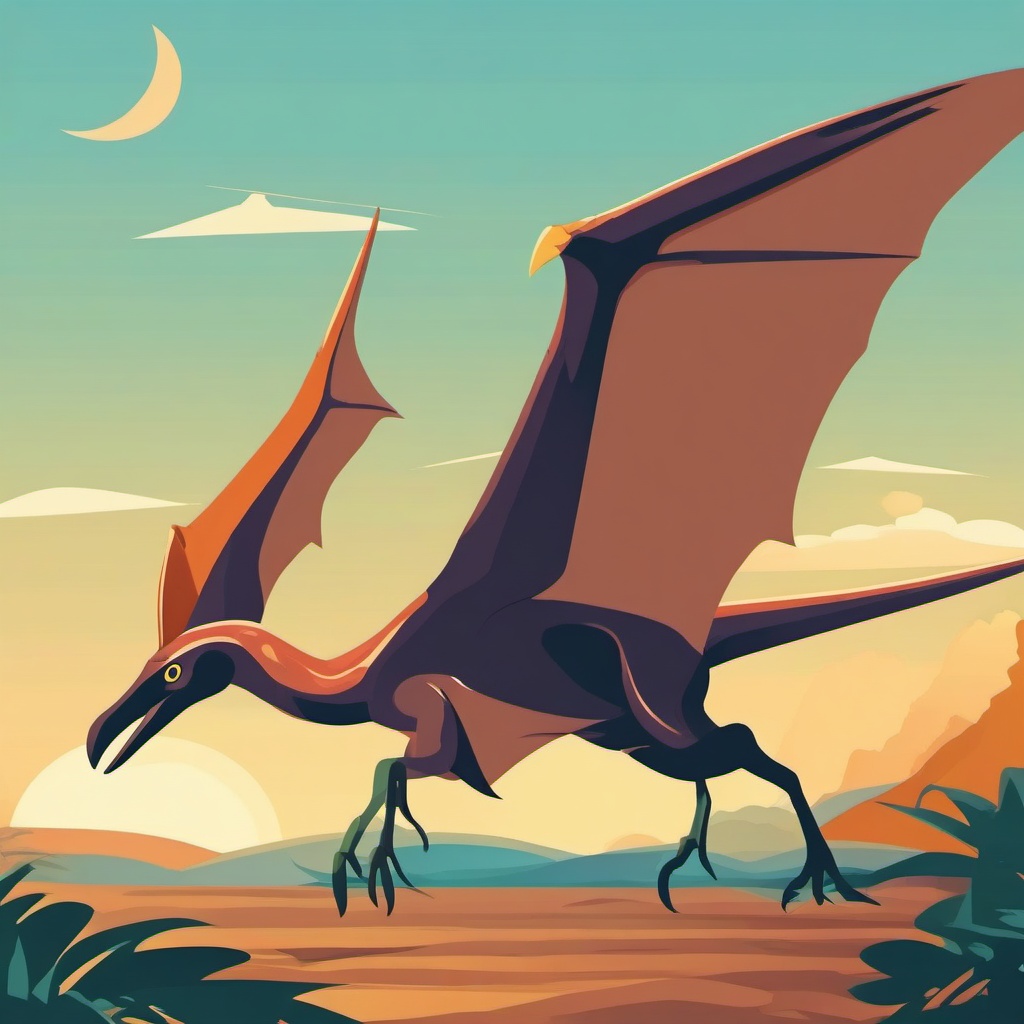 Pterodactyl clipart - Extinct flying reptile from the dinosaur era, ,color clipart vector style