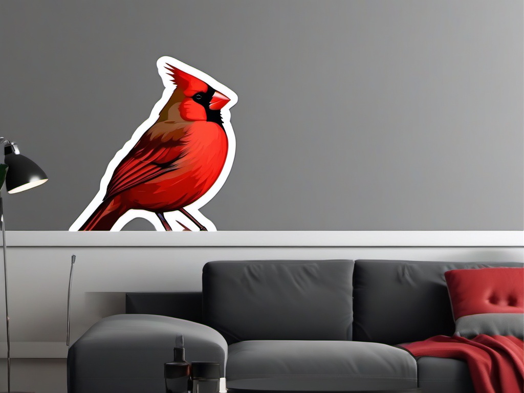 Northern Cardinal Sticker - A striking northern cardinal with vibrant red plumage, ,vector color sticker art,minimal