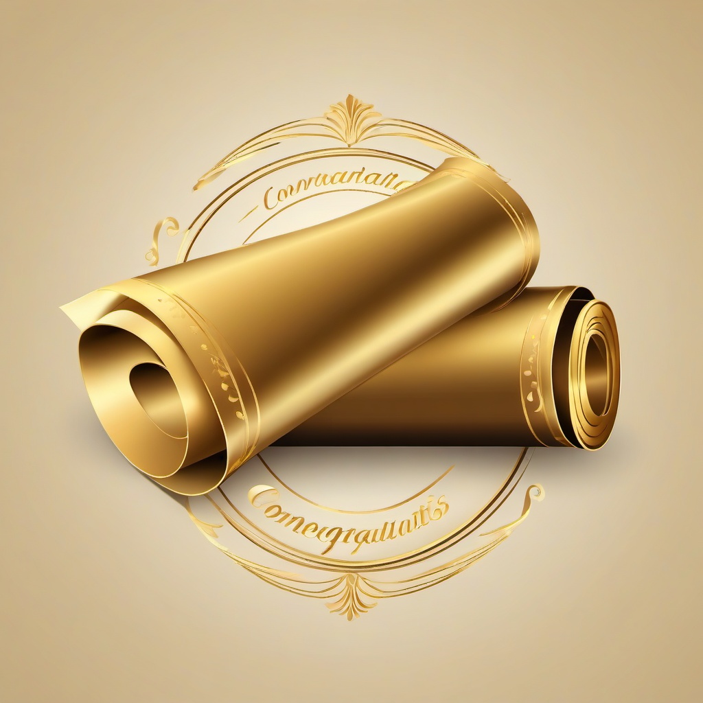 Congrats clipart - golden congratulations written on a scroll  color,minimalist,vector clipart