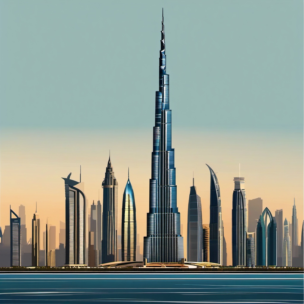 Dubai Burj Khalifa sticker- Tallest building in the world, , sticker vector art, minimalist design