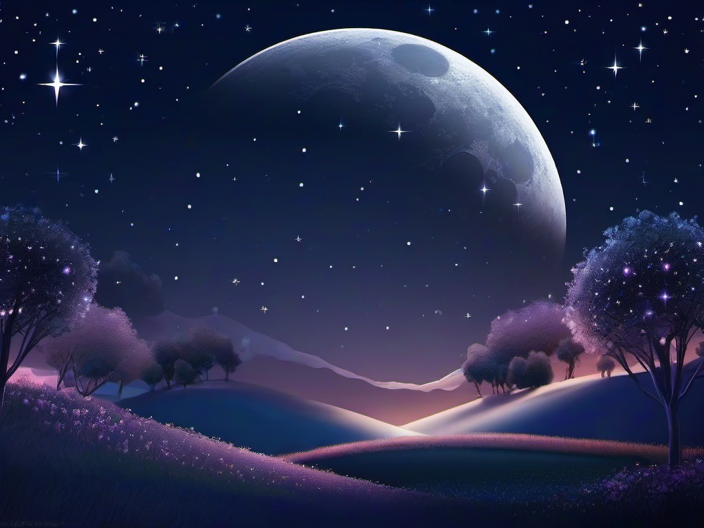 Night Sky Moon And Stars Wallpaper  ,desktop background wallpaper