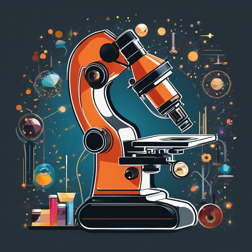 Microscope Clipart - A high-powered microscope revealing the intricate microcosm, a gateway to unseen worlds.  color clipart, minimalist, vector art, 