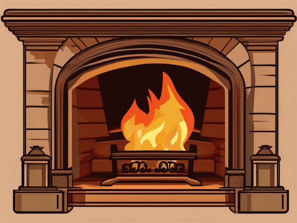 Fireplace clipart - Cozy fireplace with a warm fire, ,vector color clipart,minimal