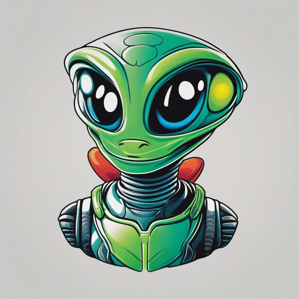 Alien from Toy Story Tattoo - Nostalgic tribute to the Toy Story alien character.  simple color tattoo,vector style,white background