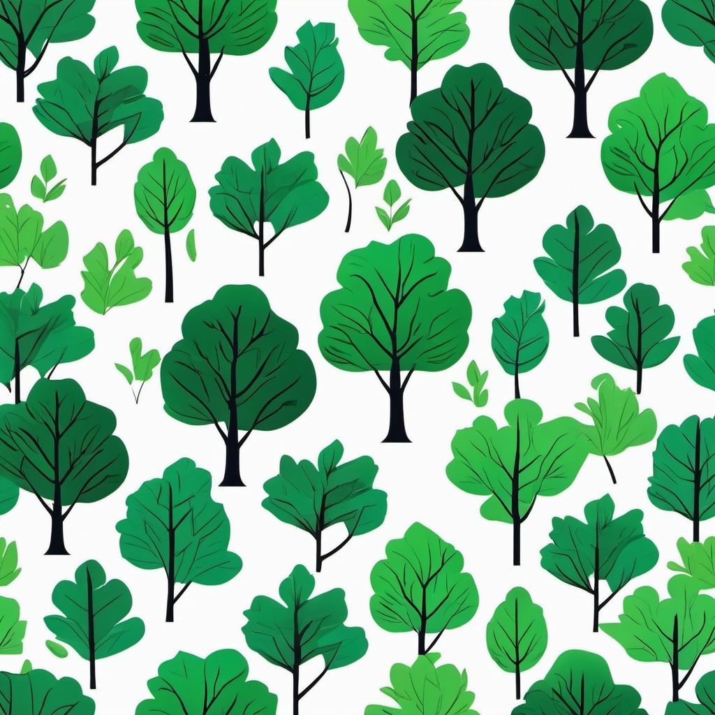 Tree Clipart - A leafy tree with green branches.  color clipart, minimalist, vector art, 