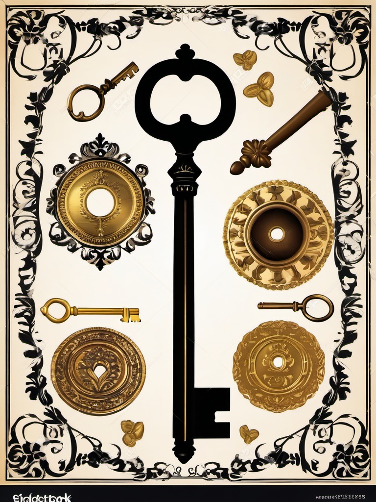 Key clipart - antique key on a table  clipart