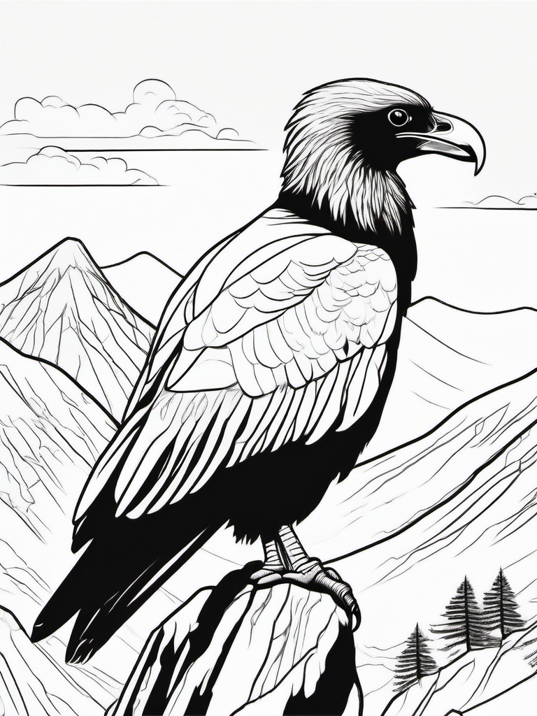 Condor Coloring Pages - Large Scavenging Bird of the Mountains  minimal black outline printable sheet, coloring page