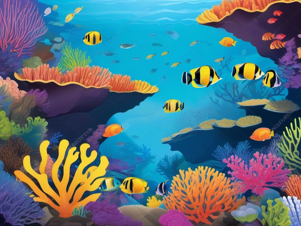 The Great Barrier Reef clipart - World's largest coral reef system in Australia, ,color clipart vector style