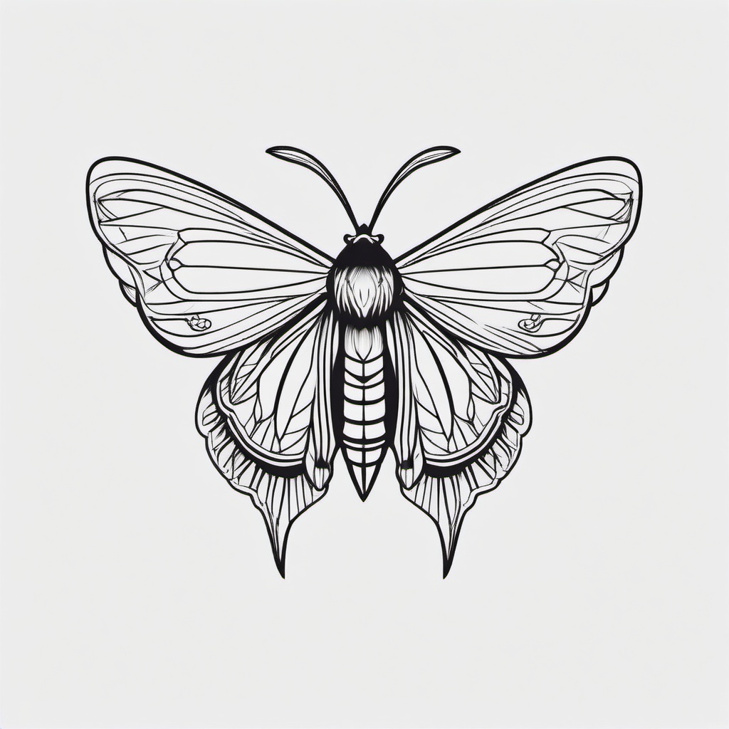 Cute Moth Tattoo - Adorable and cute moth tattoo.  simple vector tattoo,minimalist,white background