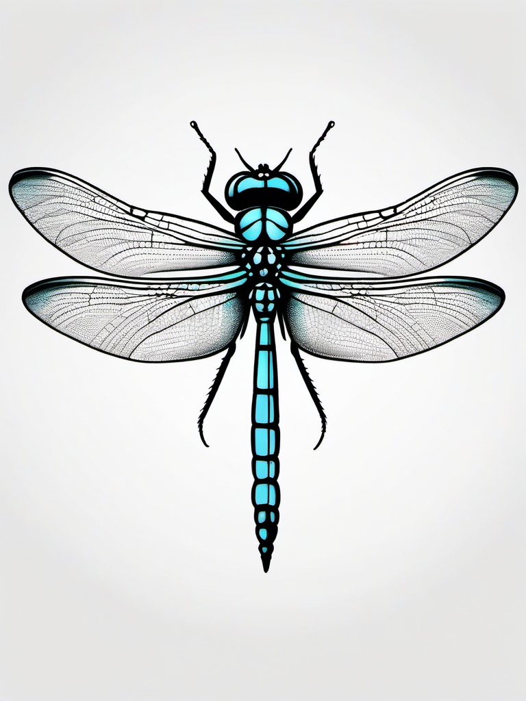 Dragonfly Drawing Tattoo - Tattoo featuring a dragonfly portrayed in a drawing or illustrative style.  simple color tattoo,minimalist,white background