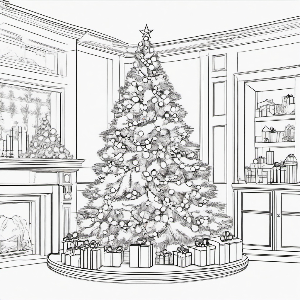 Christmas Tree Colouring  outling,coloring pages,black and whit