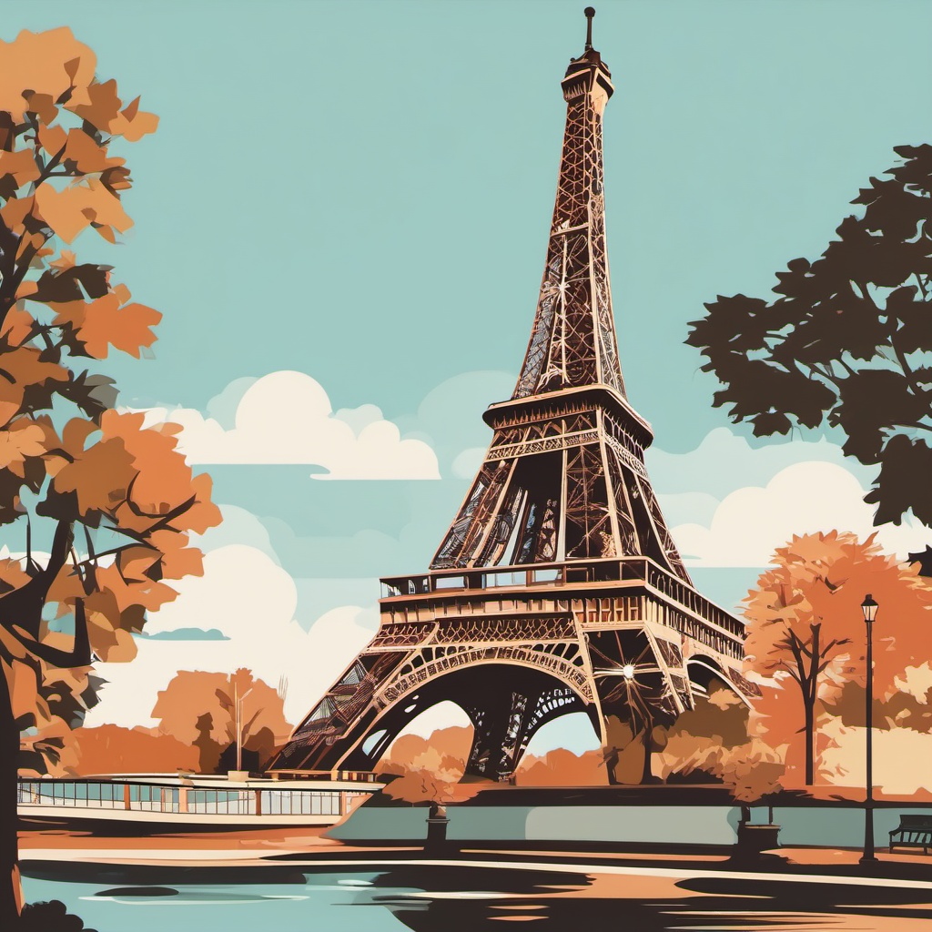 Eiffel Tower clipart - Iconic landmark in Paris, France, ,color clipart vector style