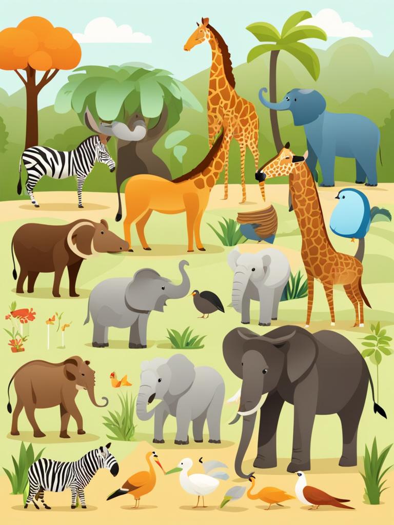 zoo clipart - an enchanting zoo where animals and visitors converse in a universal language 