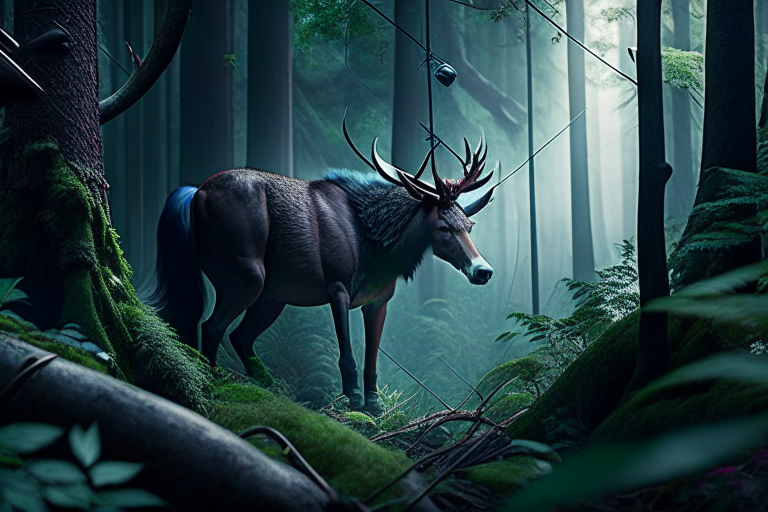 lethal huntsman tracking prey through dense forests, bow at the ready. 